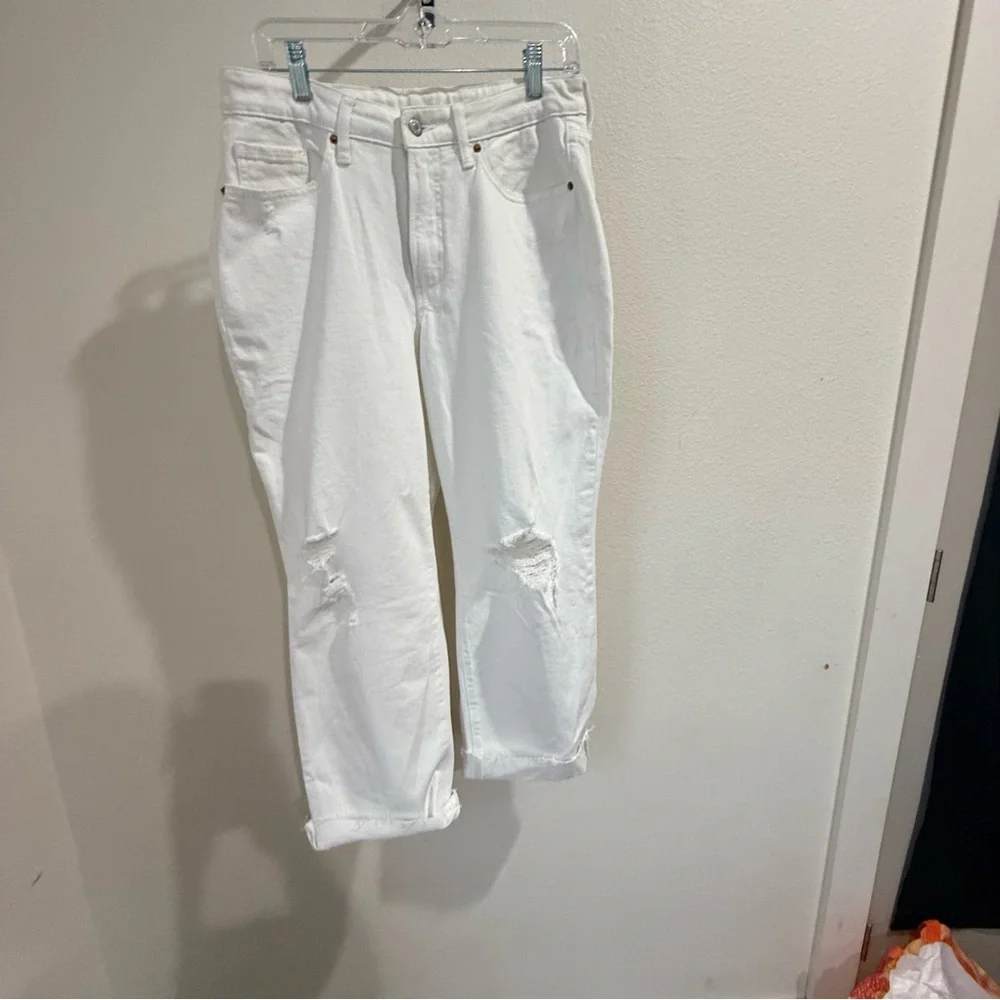 Old Navy Jeans‎ Womens Size 12 White OG Straight High Rise Denim Strech Pockets